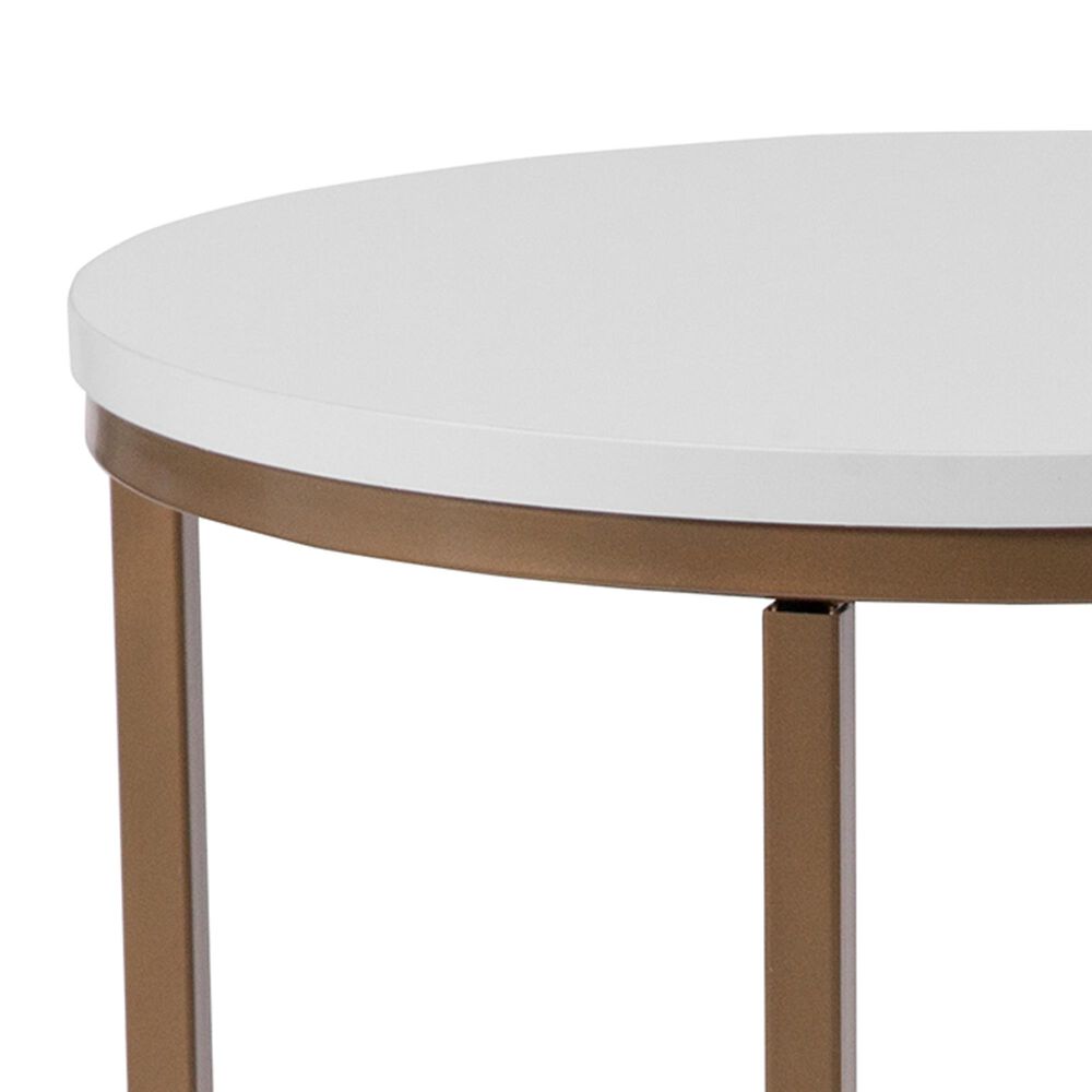 Flash Furniture Hampstead End Table in White with Matte Gold Finish, , large