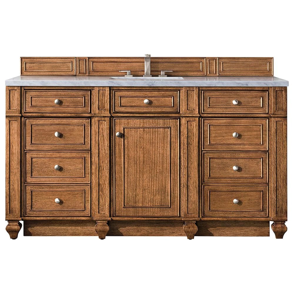 James Martin Vanities Bristol 48" Single Bathroom Vanity in Saddle Brown with 3 cm Arctic Fall Solid Surface Top and Rectangular Sink, , large