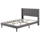 HOMLUX Full Upholstered Platform Bed Frame with Tufted Headboard in Dark Gray, , large