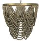 Creative Coop Laurel 2-Tier Draped Wood Bead Chandelier with Gold and Grey Shade, , large
