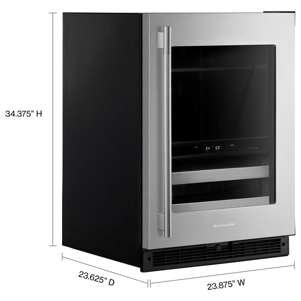 KitchenAid 4.8 Cu. Ft. Right Hinge Beverage Center with Metal Front Racks in Black and Stainless Steel, , large