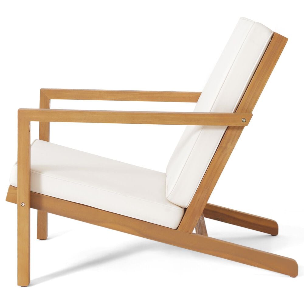 Hearth and Haven Leah 3-Piece Patio Chat Set with Cream Cushion in Teak, , large