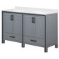 Lexora Home Ziva 60" Double Bathroom Vanity in Dark Grey with 2 cm White Quartz Top and Rectangular Sinks, , large
