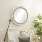 Maple and Jade 34" Round Wall Mirror in Distressed White and Dark Gray, , large