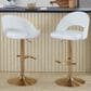 LumiSource Renee Adjustable Swivel Bar Stool with White Faux Leather Upholstery in Gold (Set of 2), , large