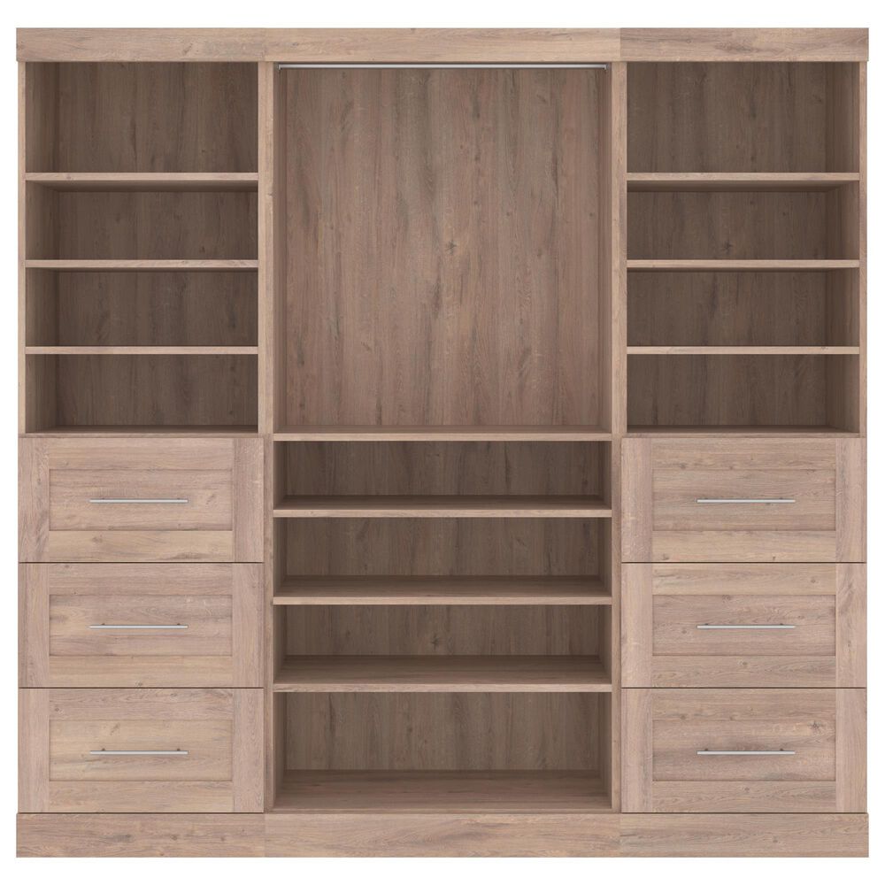 Bestar Pur 86&quot; Closet Organizer with 6-Drawer in Rustic Brown, , large