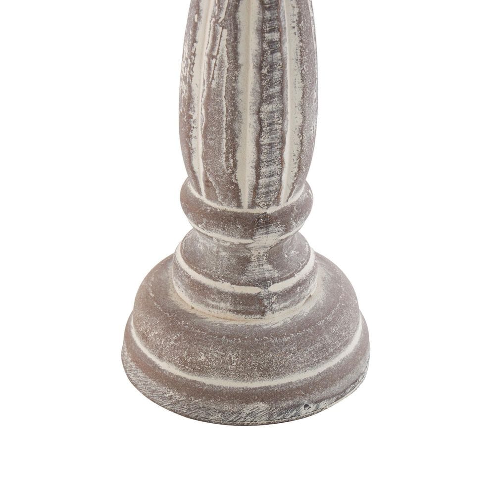 Maple and Jade Turned Pillar Decorative Candle Holder in Washed Brown &#40;Set of 3&#41;, , large