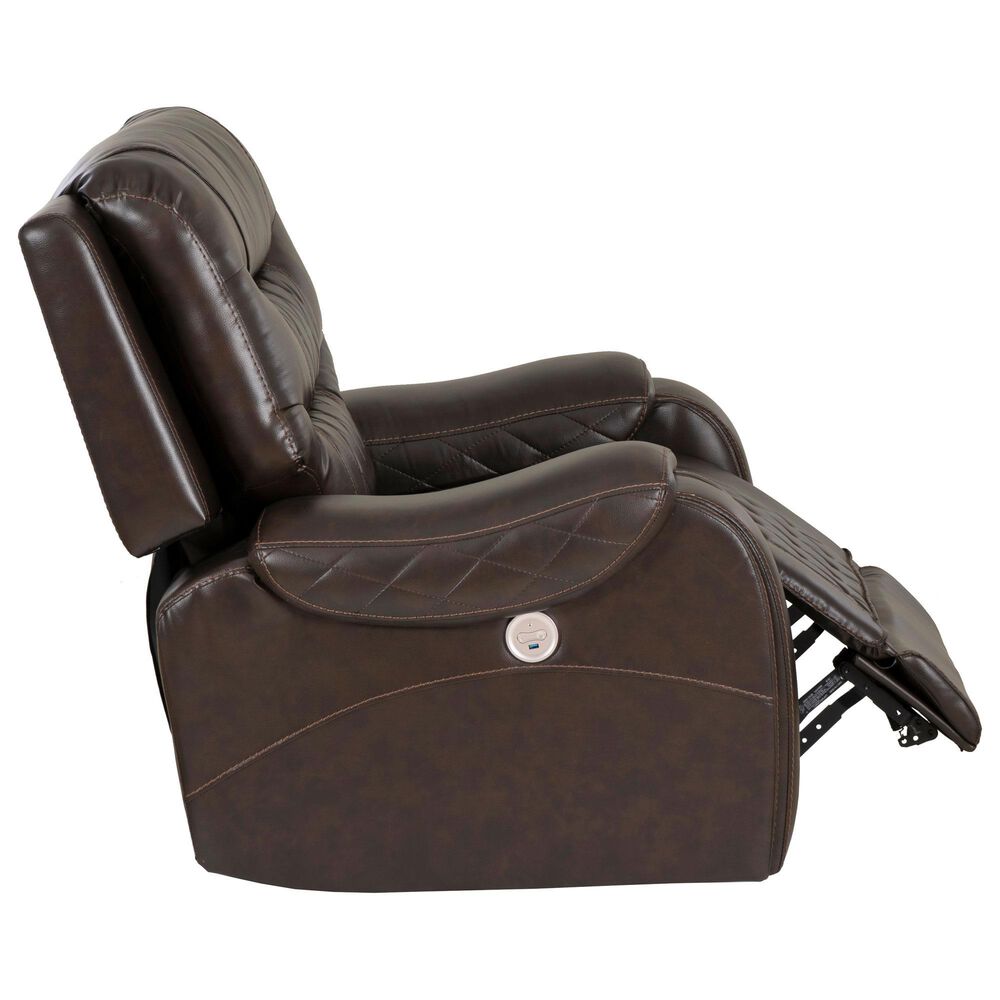 Linon Home Decor Barrett Power Glider Recliner in Rich Brown, , large