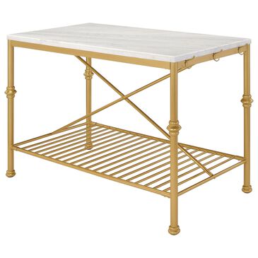 Furniture of America Kurtz Kitchen Island in Gold and White, , large