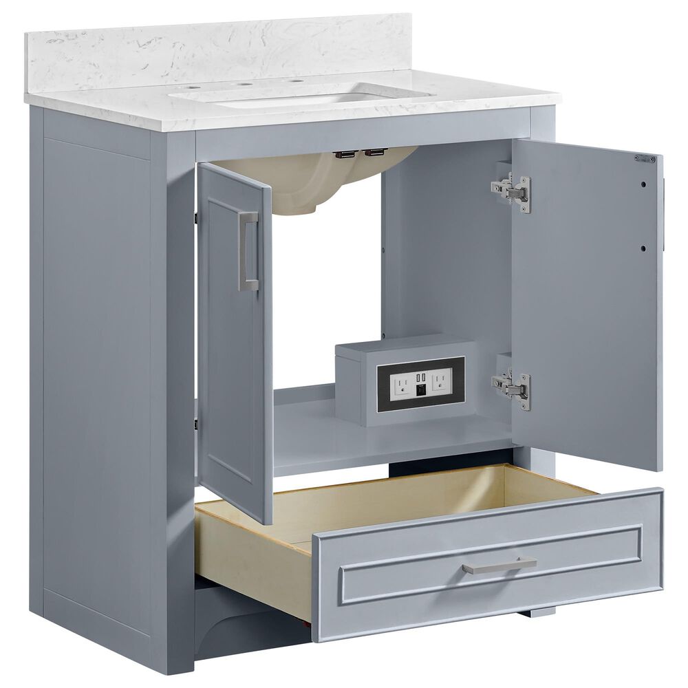 37B Lucerne 30" Single Bathroom Vanity in Soft Blue with Marble Top and Backsplash, , large