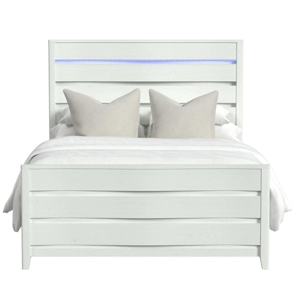 Mayberry Hill Tobias Full Panel Bed with LED in White, , large