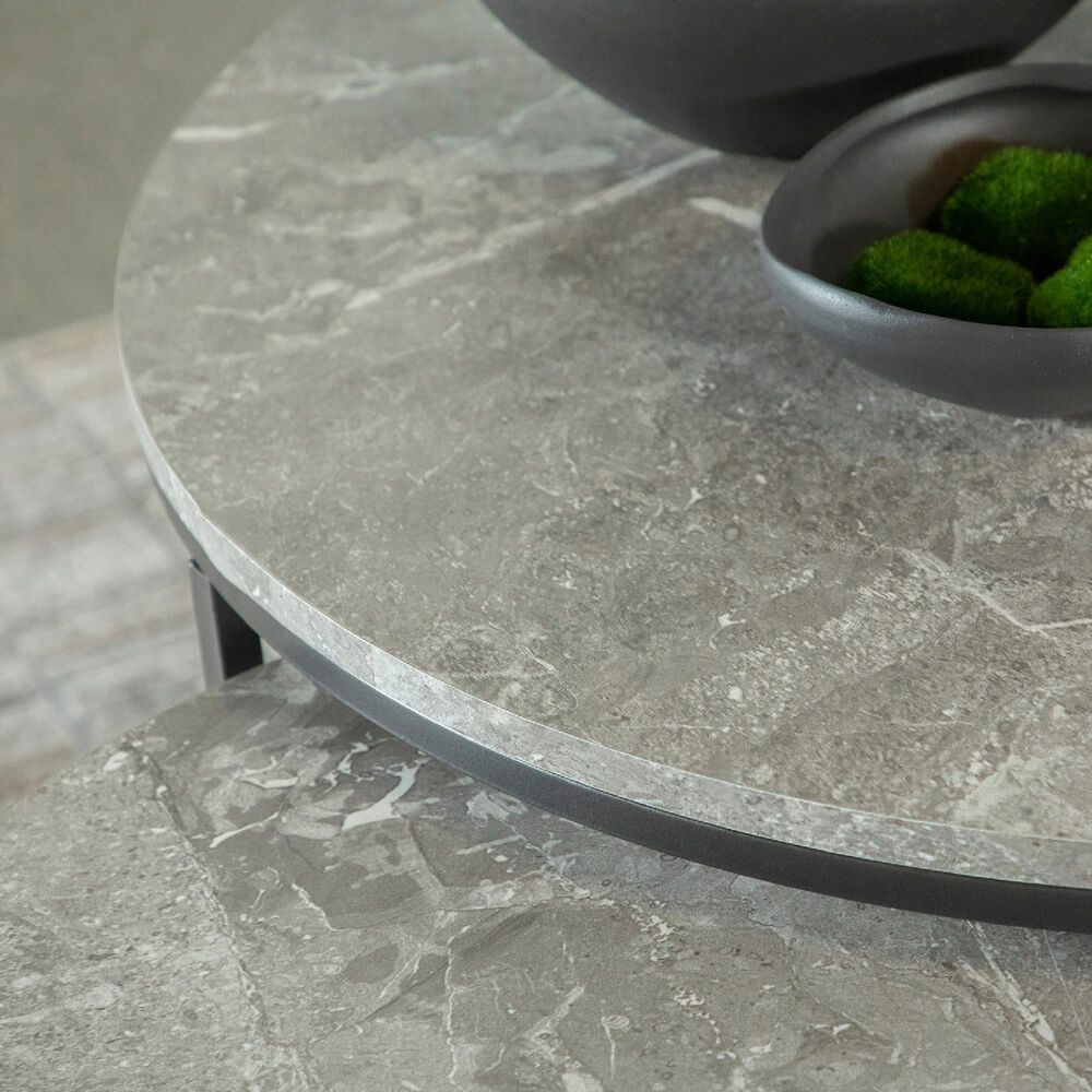 Pacific Landing Round Nesting Coffee Tables in Grey and Gunmetal &#40;Set of 2&#41;, , large