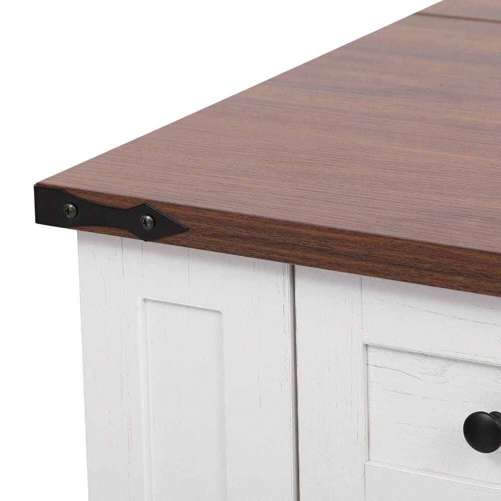 HOMLUX 53" Kitchen Island with Two Tempered Glass Cabinet Door in White, , large