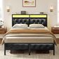 HOMLUX Full Upholstered Platform Bed with 12.6" Under-bed Storage in Black, , large