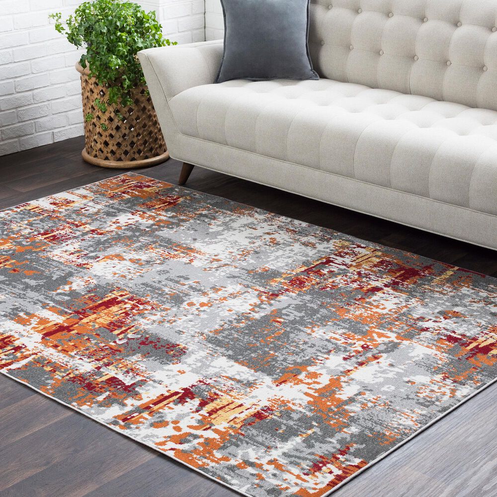 Surya Rafetus ETS-2305 7&#39;10&quot; x 10&#39;2&quot; Burnt Orange and Medium Gray Area Rug, , large