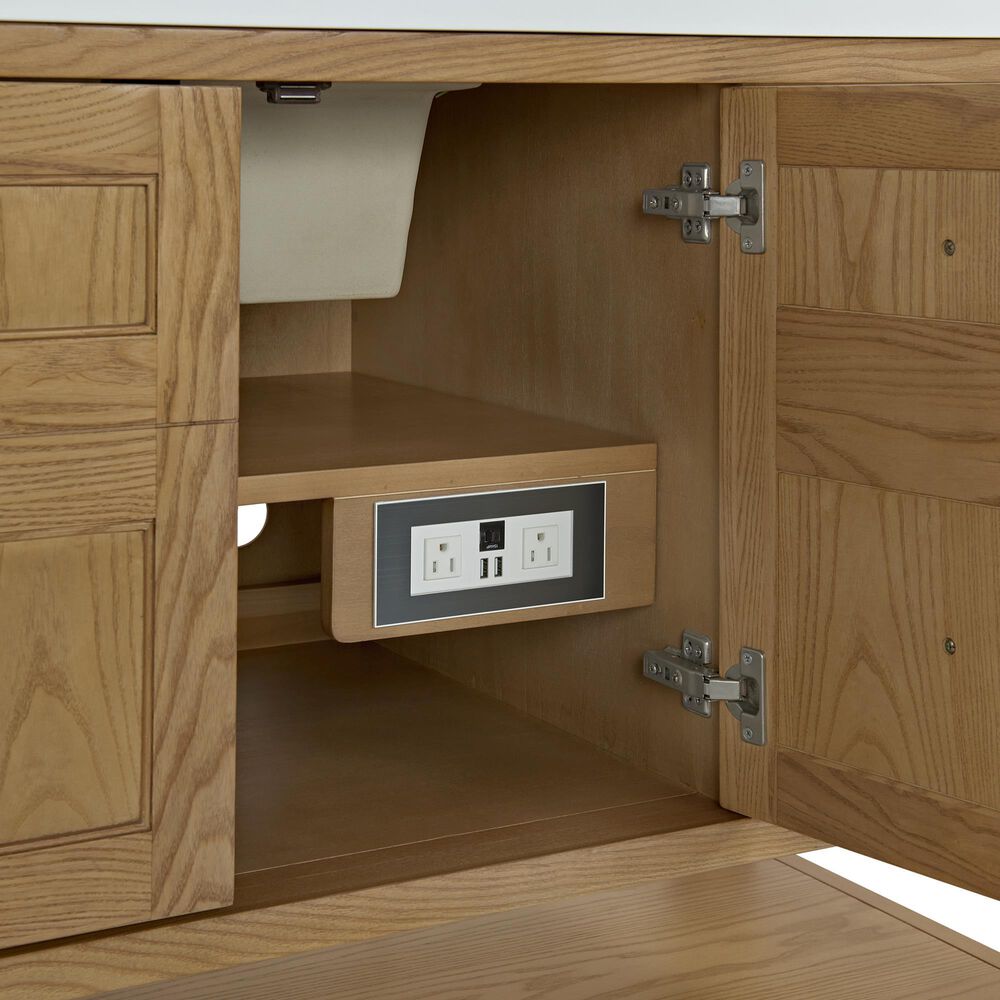 James Martin Vanities Breckenridge 60" Single Bathroom Vanity in Light Natural Oak with 3 cm White Zeus Quartz Top and Rectangular Sink, , large