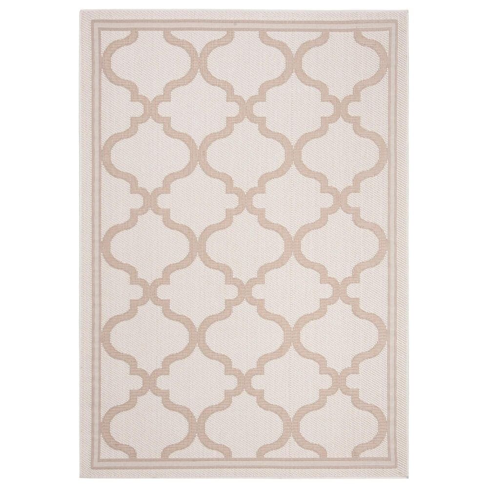 Safavieh Bermuda Geometric 5"3" x 7"6" Ivory and Beige Indoor/Outdoor Area Performance Rug, , large
