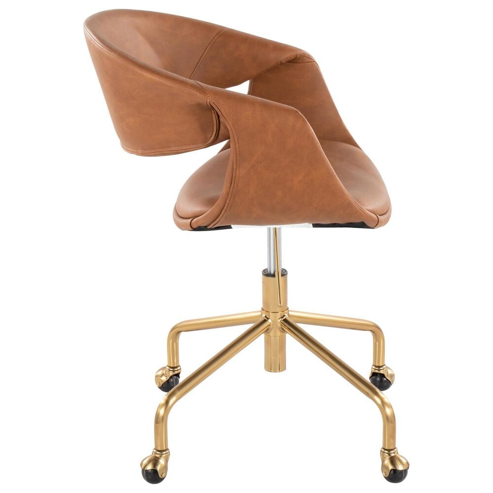 Lumisource Curvo Task Chair with Camel Cushion in Gold, , large