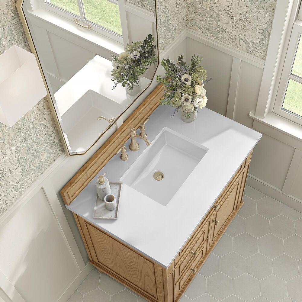 James Martin Vanities Lorelai 36" Single Vanity in Light Natural Oak with 3 cm White Zeus Quartz Top, , large