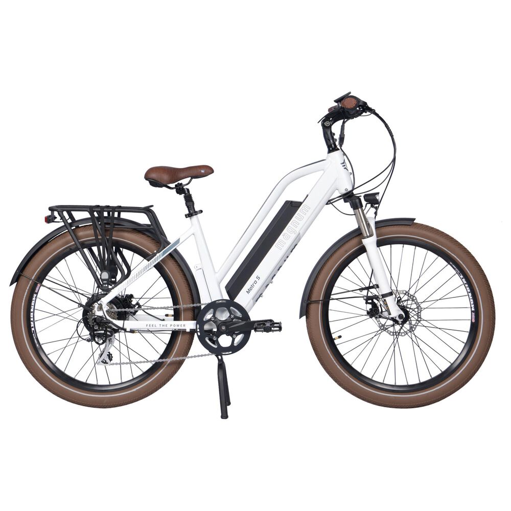 Magnum Metro S Electric Bike in White and Metallic Blue, , large