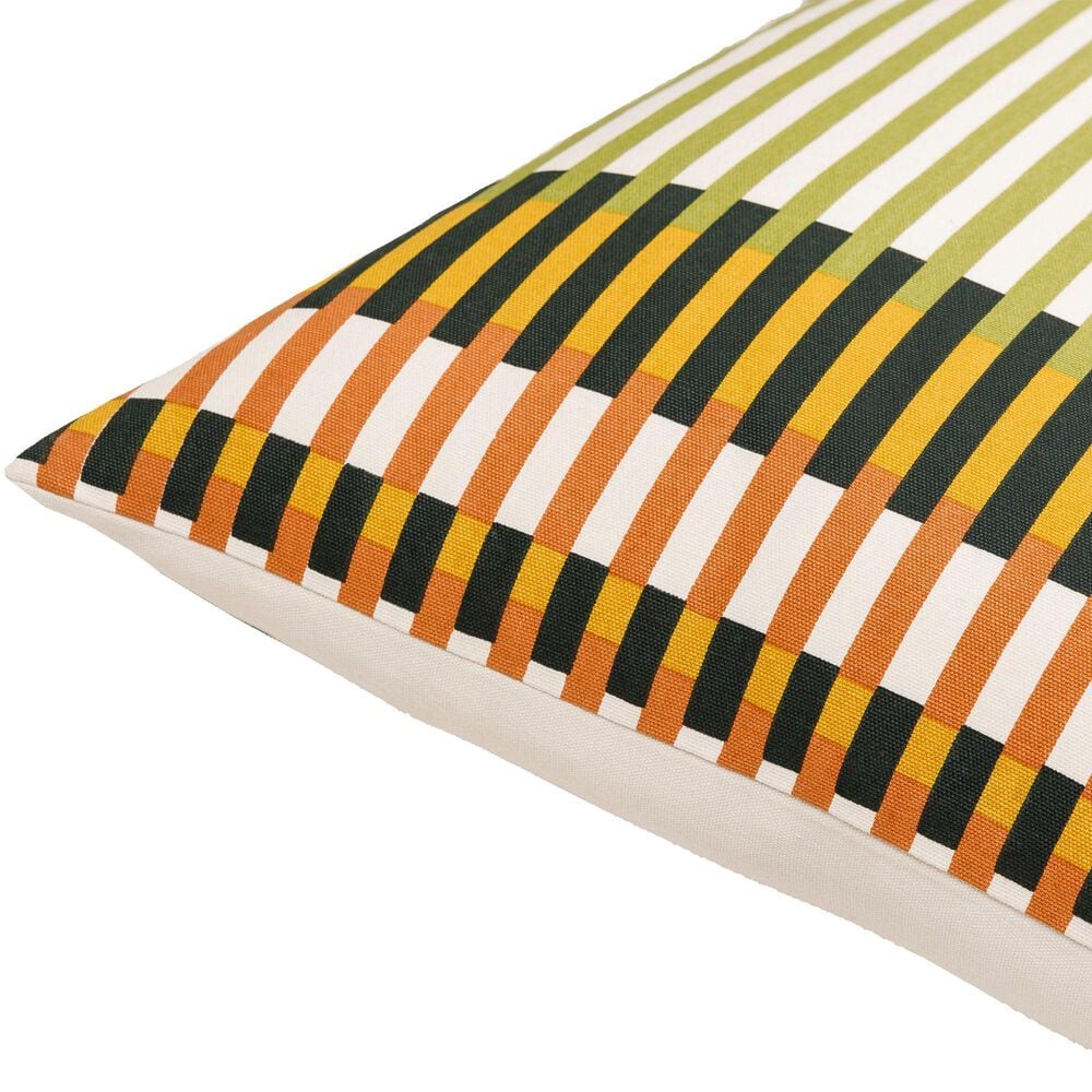 Surya Jason Wu 20&quot; Square Throw Pillow in Cream, Orange, Yellow, Grass Green and Dark Green, , large