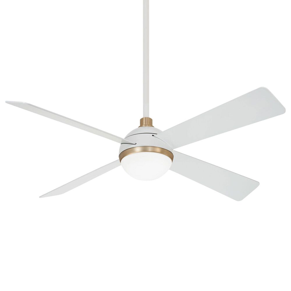 Minka-Aire Orb 54" Ceiling Fan with LED Light in Flat White and Soft Brass, , large