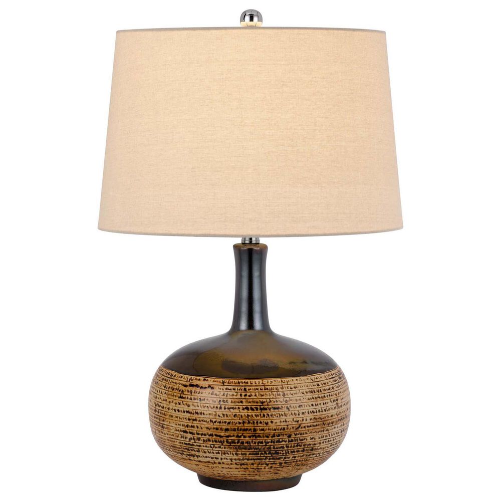Cal Lighting Yuma Ceramic Table Lamp in Terra Cotta and Black, , large
