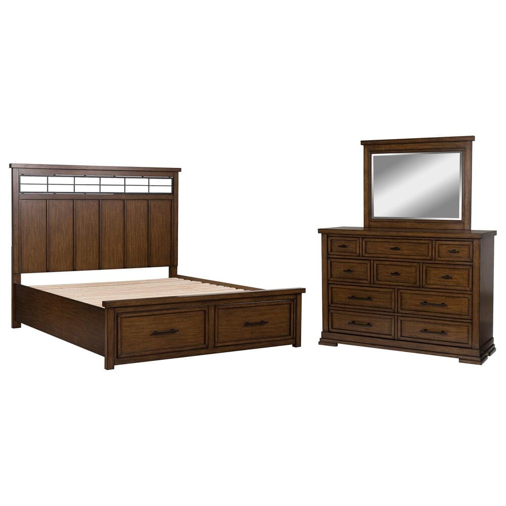 Ashley Taffenbrook 3-Piece King Storage Bedroom Set in Medium Brown and Black, , large