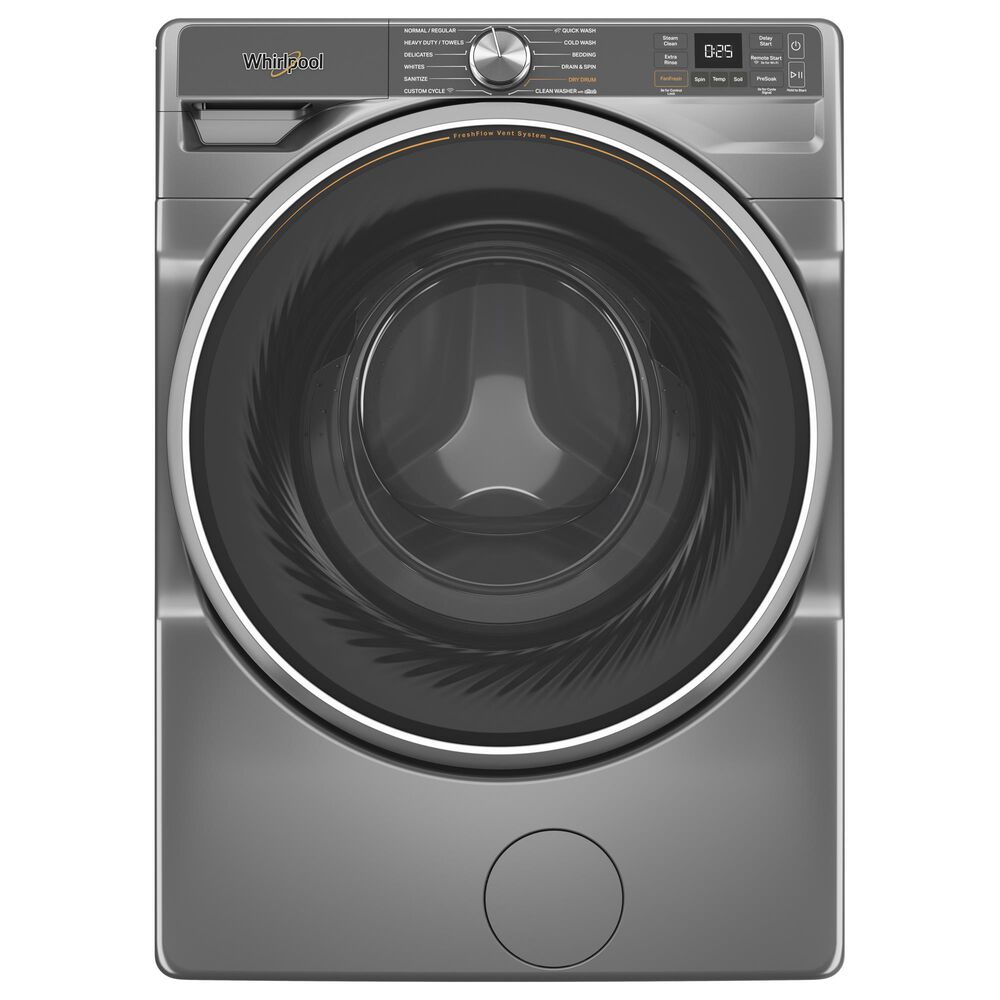 Whirlpool 5.0 Cu. Ft. Smart Front Load Washer and 7.4 Cu. Ft. Smart Gas Dryer Laundry Pair in Radiant Silver, , large