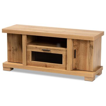Baxton Studio Viveka 47.25" TV Stand in Oak Brown and Black, , large