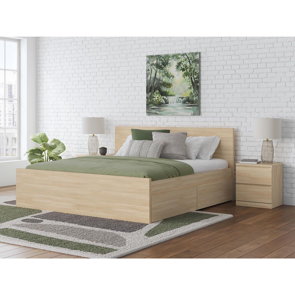 Ashley Onita Queen Panel Platform Bed with 2 Side Storage in Natural, , large