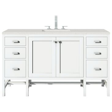 James Martin Vanities Addison 60" Single Bathroom Vanity in Glossy White with 3 cm Lime Delight Quartz Top and Rectangular Sink, , large