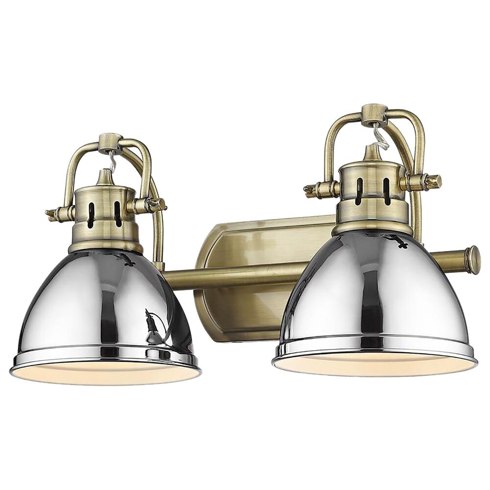 Golden Lighting Duncan 2-Light Bath Vanity in Aged Brass/Chrome, , large