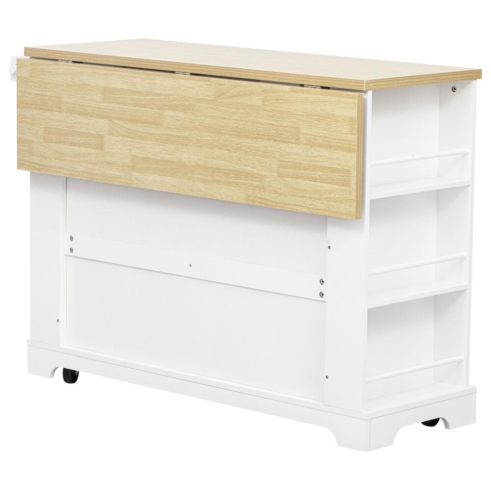HOMLUX 51" Kitchen Island with Pull Out Trash Can Storage in White, , large