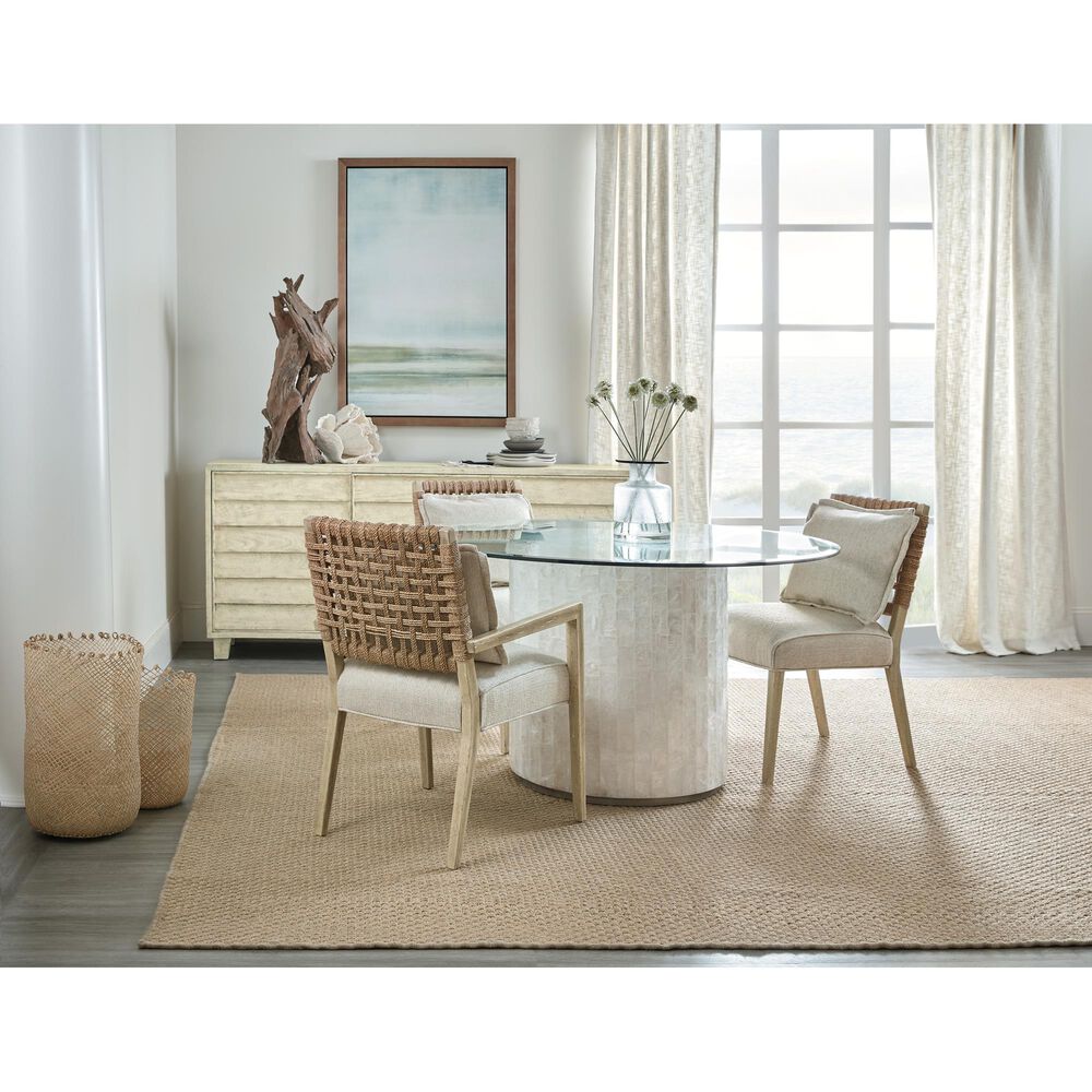 Hooker Furniture Surfrider Woven Back Side Chair with Beige Cushion in Driftwood &#40;Set of 2&#41;, , large