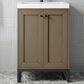 James Martin Vanities Chianti 24" Single Bathroom Vanity in Walnut Whisper and Champagne Brass with 2 cm White Glossy Composite Stone Top and Rectangular Sink, , large