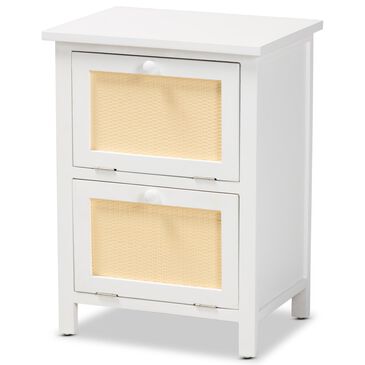 Baxton Studio Sariah 2 Door Nightstand in Beige and White, , large