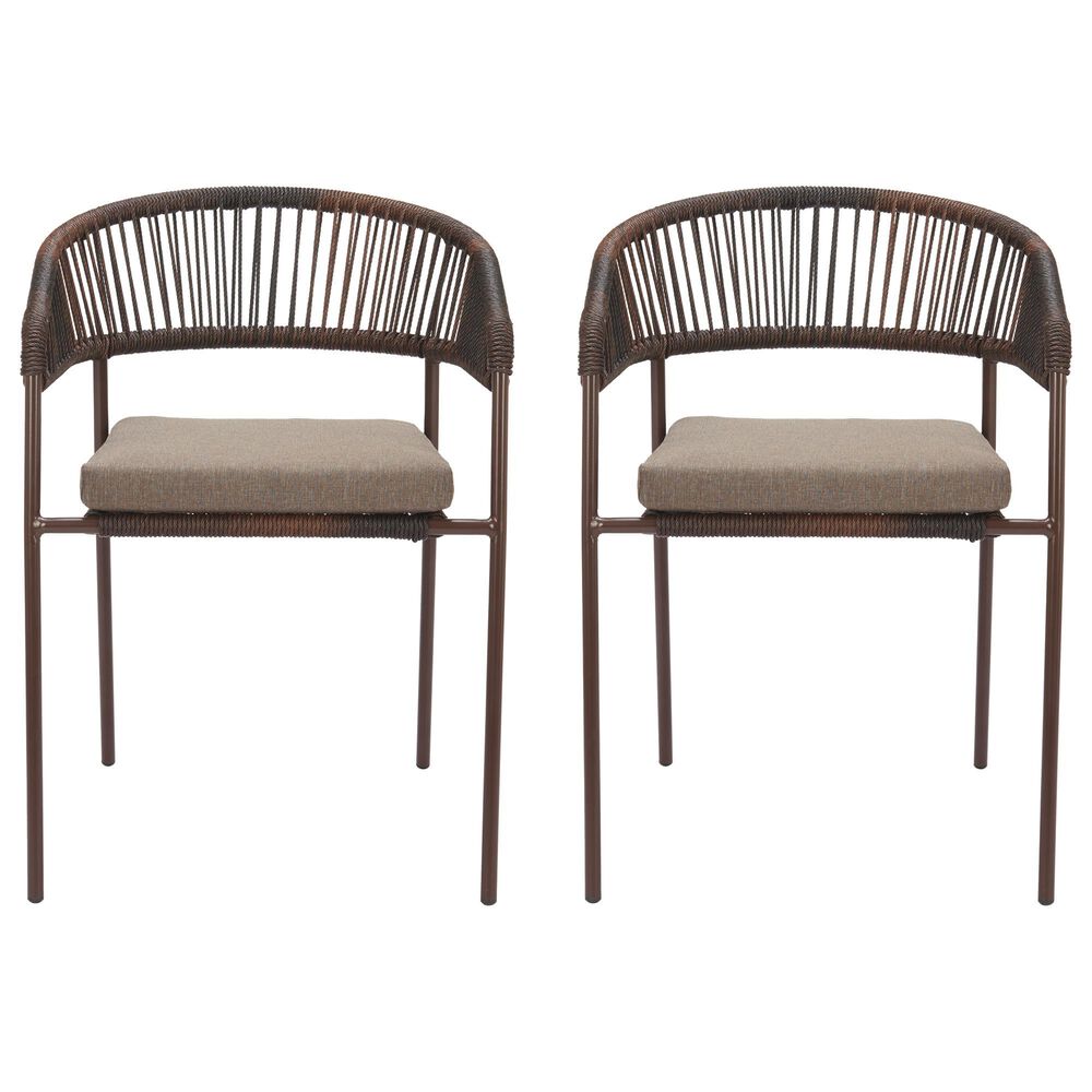 Zuo Modern Skye Outdoor Dining Chair in Brown (Set of 2), , large