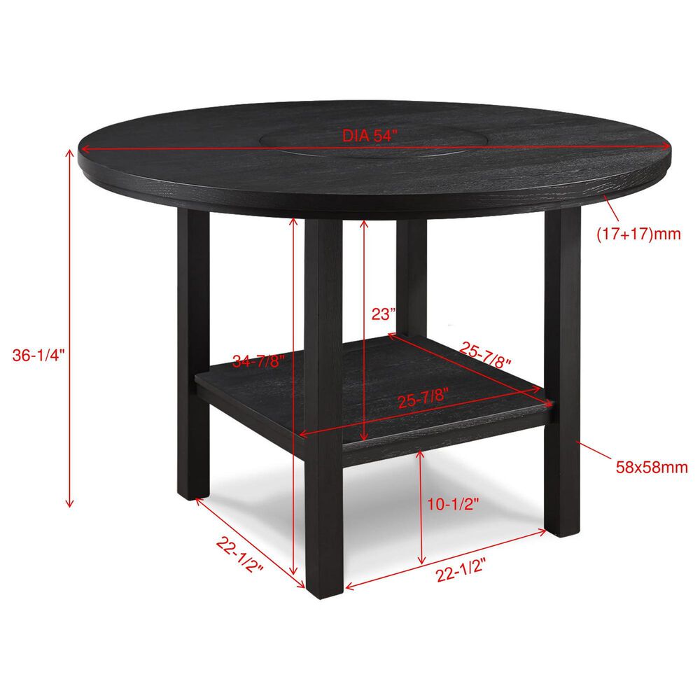 Crown Mark 5 Piece Counter Height Dining Set in Black Finish and Charcoal Upholstery, , large