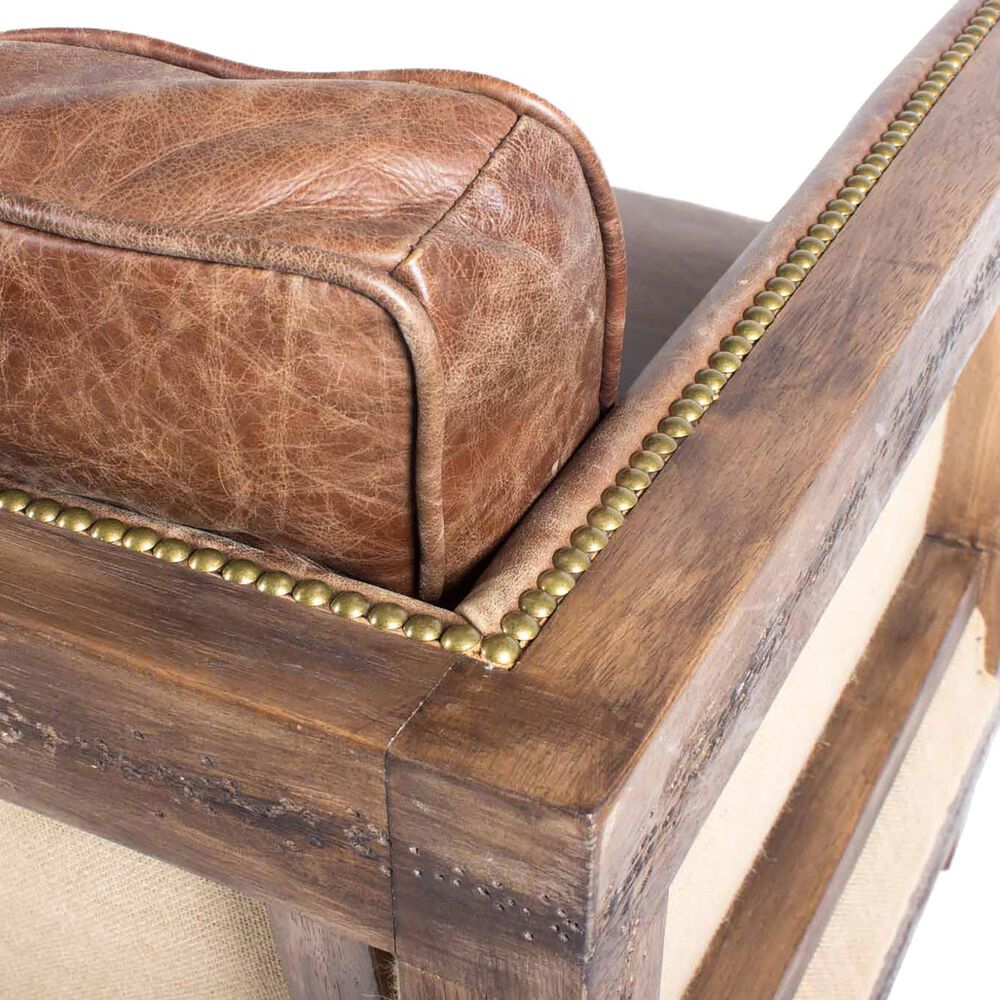 Moe&#39;s Home Collection Darlington Leather Stationary Sofa in Brown, , large