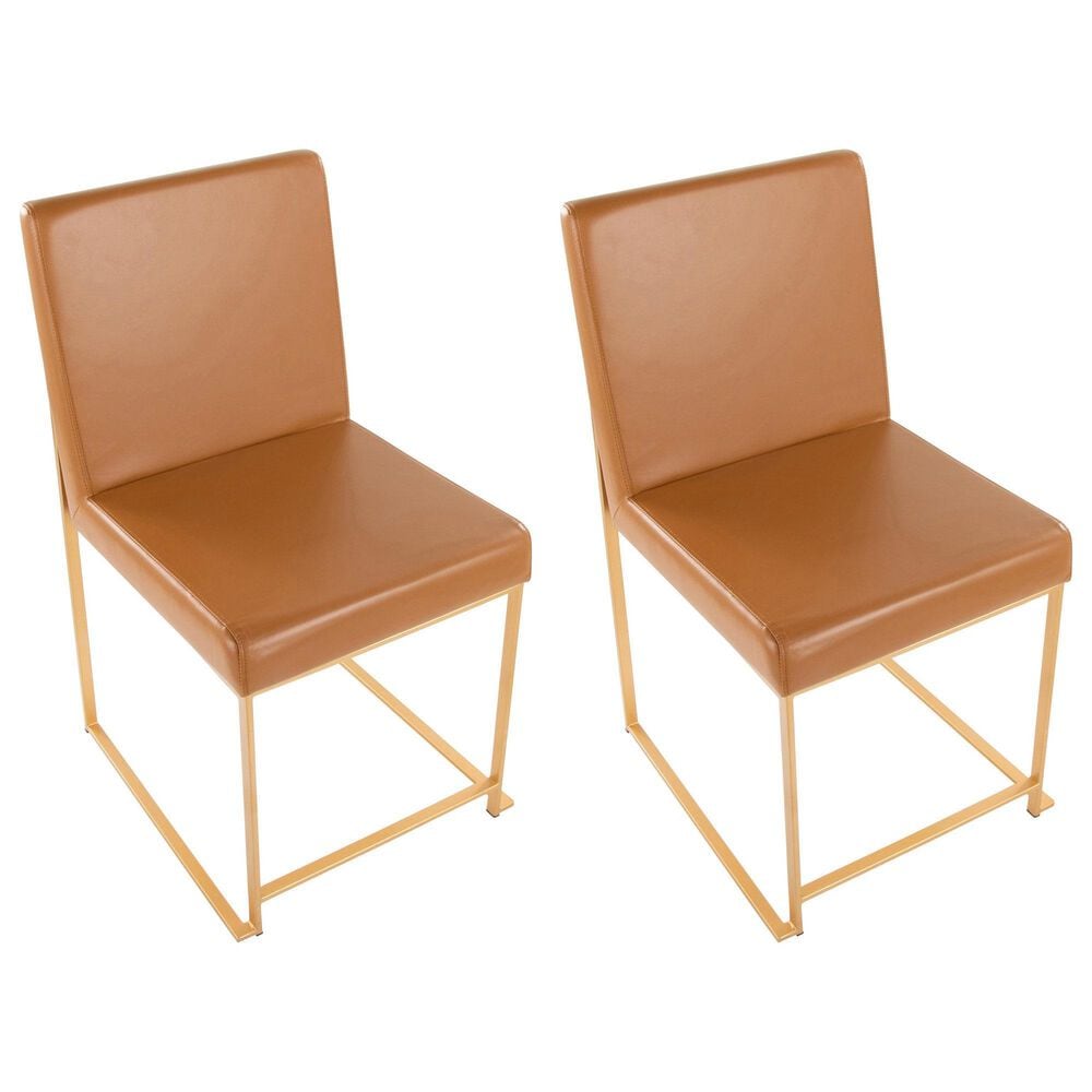 Lumisource Fuji Side Chair with Camel Cushion in Gold (Set of 2), , large