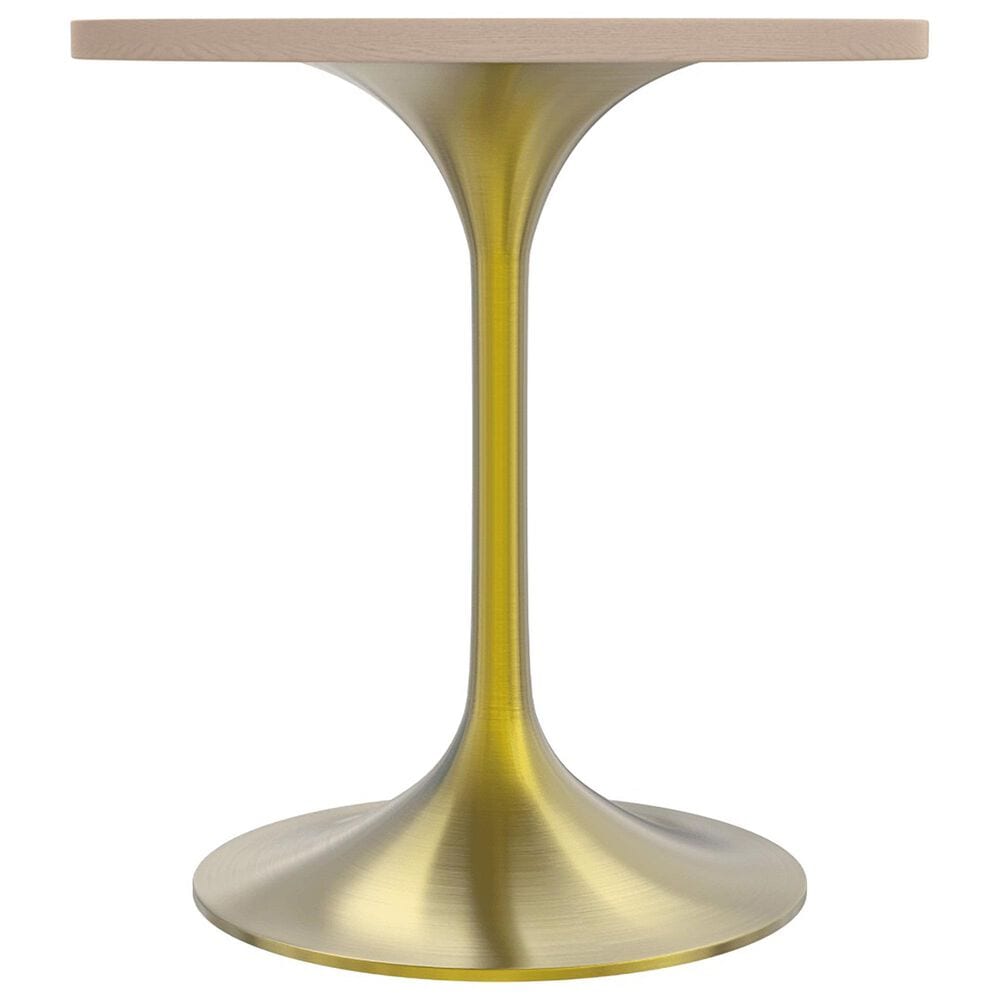 Leisuremod LeisureMod Verve Collection 27 Round Dining Table, Brushed Gold Base with Light Natural Wood MDF Top, , large