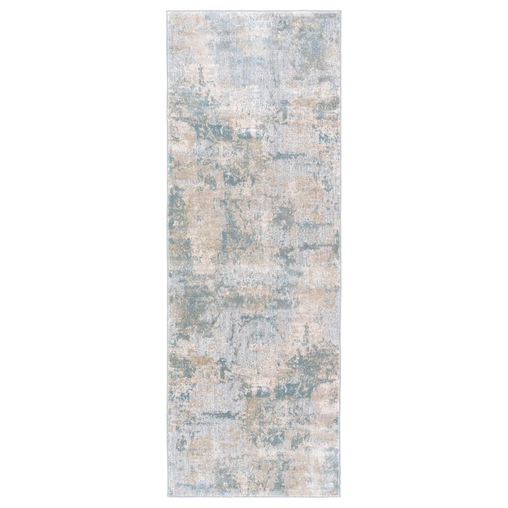 Surya Brunswick 2"7" x 10" Sage, Gray, White and Blue Runner, , large