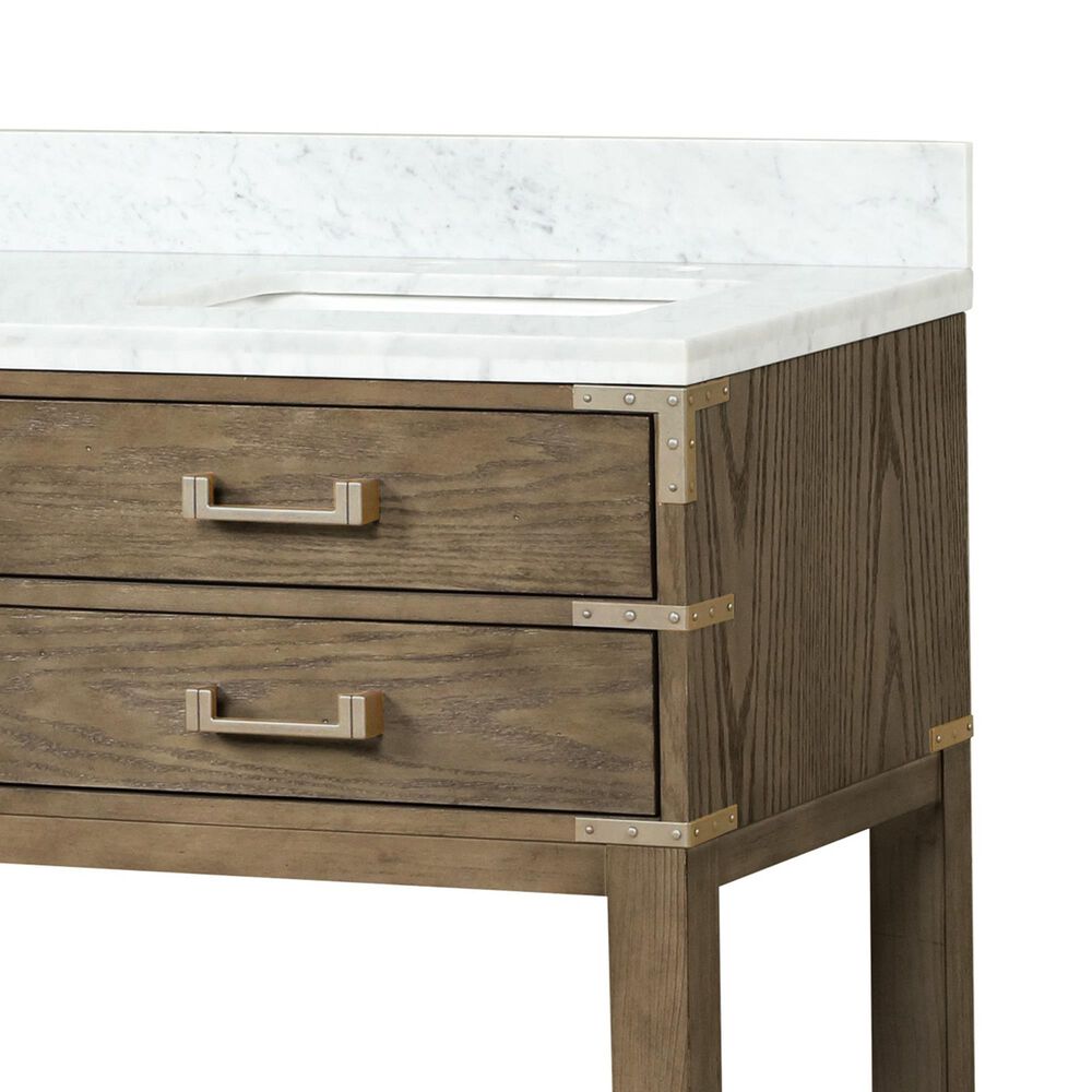 Lexora Home Norwalk 60&quot; Double Bathroom Vanity in Grey Oak with White Carrara Marble Top  and Rectangle Sink, , large
