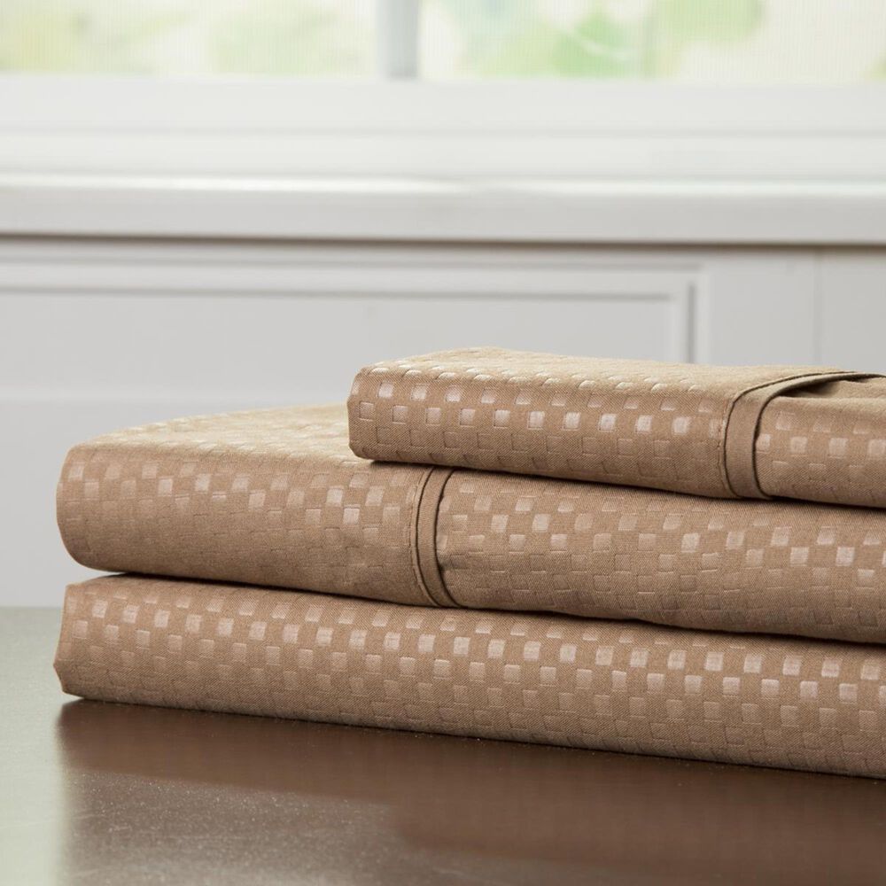 Timberlake 90 GSM Queen Embossed Sheet Set in Taupe, , large