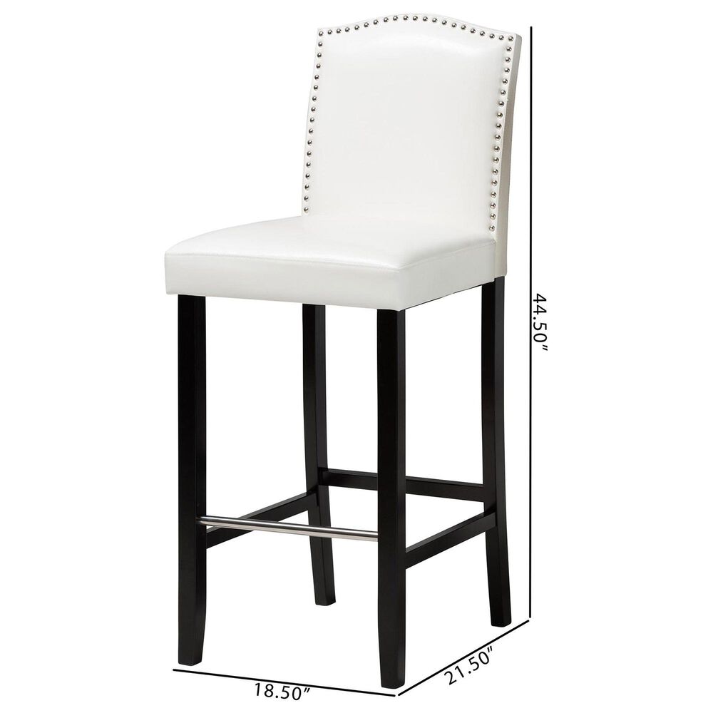 Baxton Studio Libra Bar Stool in White (Set of 2), , large