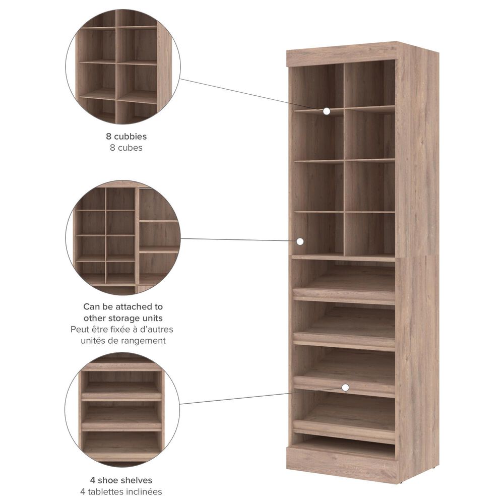 Bestar Pur 25&quot; Closet Organizer in Rustic Brown, , large