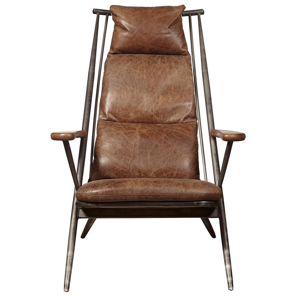 metal frame leather accent chair