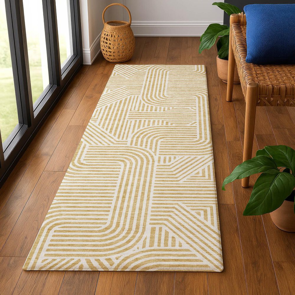Dalyn Rug Company The Reserve TR14 Gold 2&#39;3&quot; x 7&#39;6&quot; Indoor/Outdoor Runner, , large