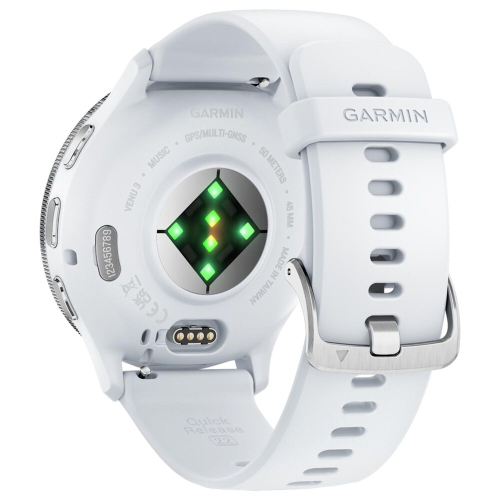 Garmin Venu 3 45mm Watch Silver Stainless Bezel Steel Whitestone Case with Whitestone Silicone Band, , large